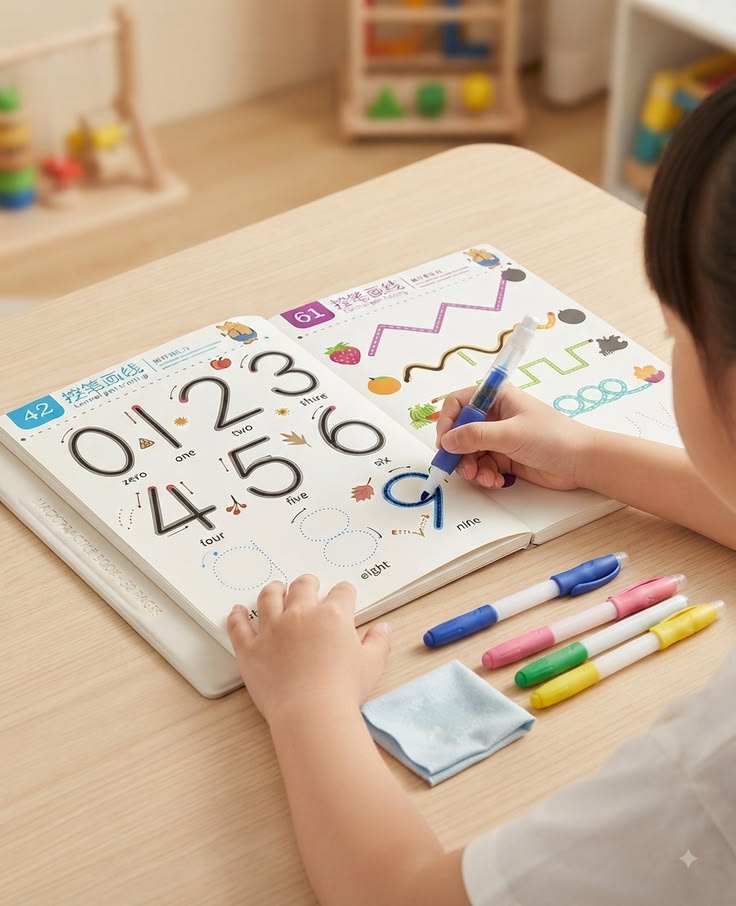 2-in-1 Magic Practice Book for Kids – Reusable Writing & Drawing Workbook with Pen & Refills